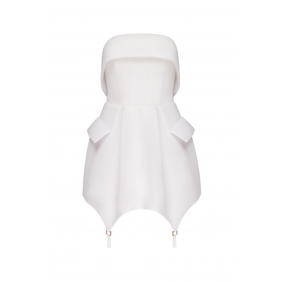 Вечернее белое платье из сетчатого неопрена
