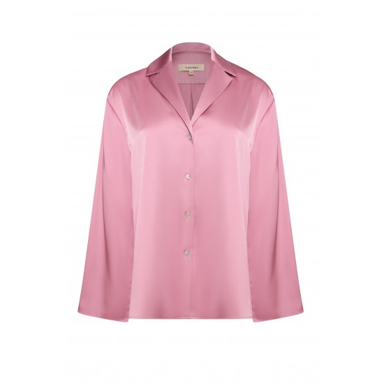 Женская рубашка оверсайз розовая