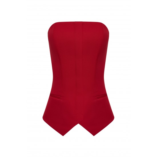 Корсет планка красный из костюмной ткани