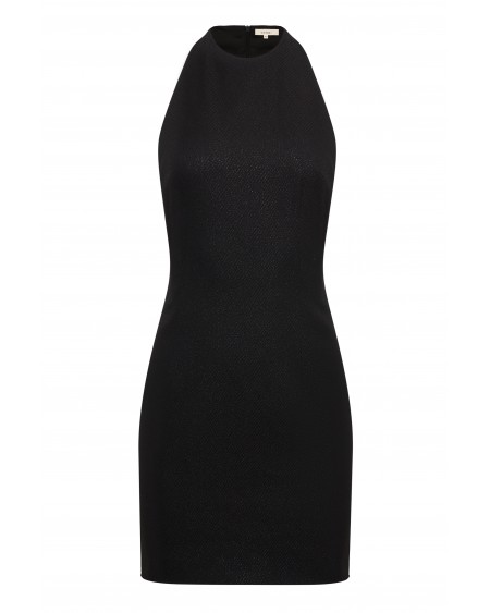 Платье с открытой спиной из черной костюмной ткани 