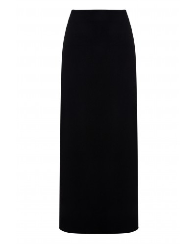 Юбка макси с разрезом из черной костюмной ткани