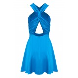 Синее платье с декоративным лифом