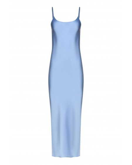Платье-комбинация миди на тонких лямках голубая