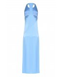 Платье сарафан миди из шелка сатин голубой