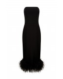 Корсетное платье со страусиными перьями черное