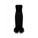 Корсетное платье со страусиными перьями черное